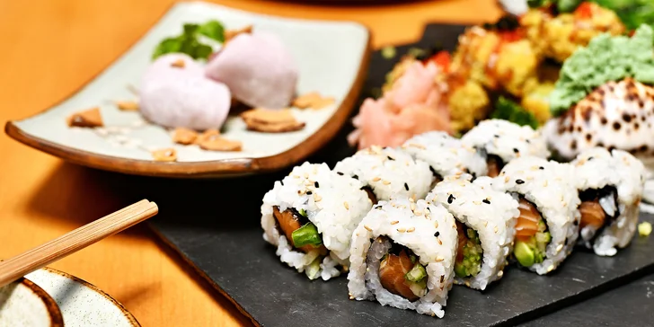 Sushi sety s klasickými i speciálními rolkami: 14–47 maki, nigiri, sashimi i uramaki