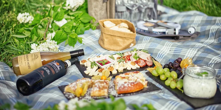 Piknik ve vinici pro 2 osoby: piknikový set s vínem, frizzante i občerstvením