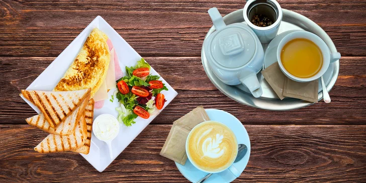 Míchaný drink, belgické vafle, croissant i snídaně pro 1-2 osoby vč. horkého nápoje