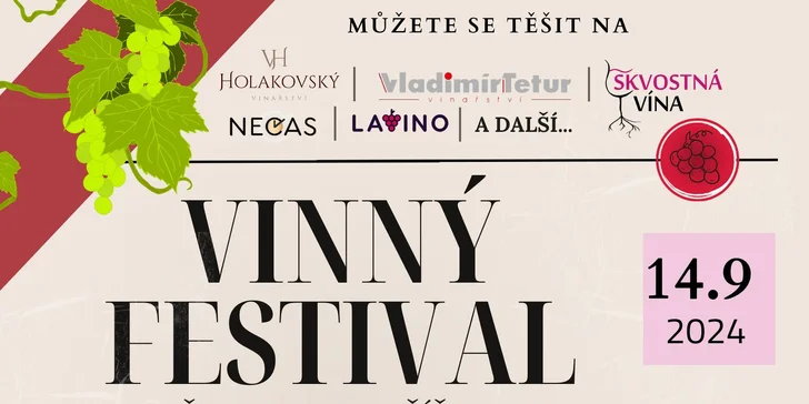 Vstup na vinný festival v podobě degustační sklenice i útrata v hodnotě 600-2500 Kč