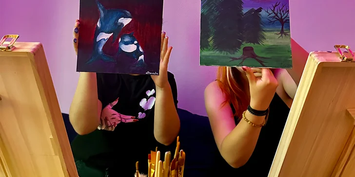 Malování s vínem pro jednoho, pár i partu přátel vč. plátna a pomůcek