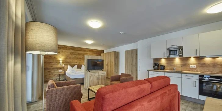 Apartmány v Saalbachu hned u sjezdovky: sauna na pokoji, bazén, snídaně a karta výhod