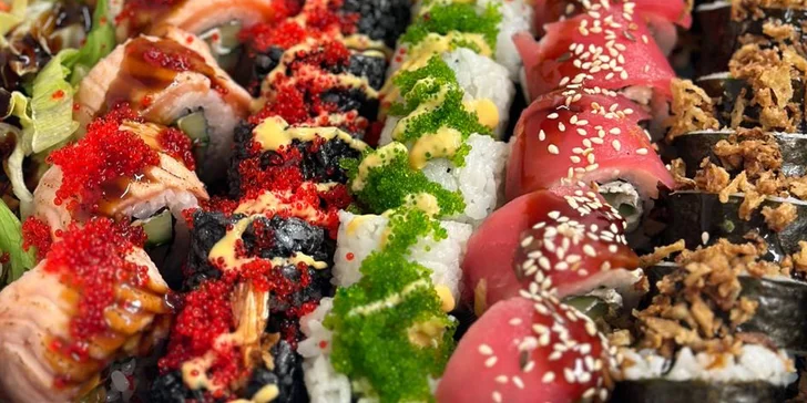 Olomoucká Asie: pestré sety 8–54 kusů sushi s rybami i zeleninou