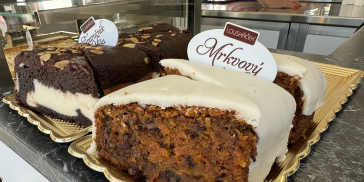 Lahodný dort dle výběru z pekařství Louskáček: mrkváč, cheesecake, makovec i quiche