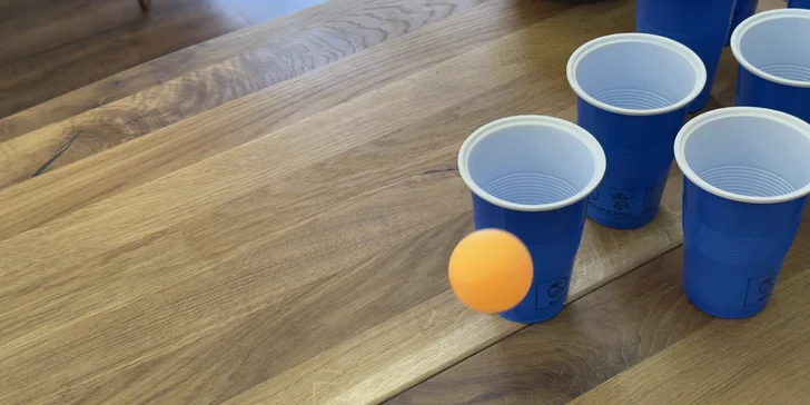 Wine pong: vinná verze oblíbené hry beer pong, hra pro 2-8 osob, červené či bílé víno i tapas