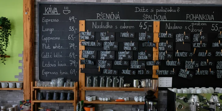 Sladká nebo slaná palačinka dle výběru s kávou pro 1 i 2 osoby