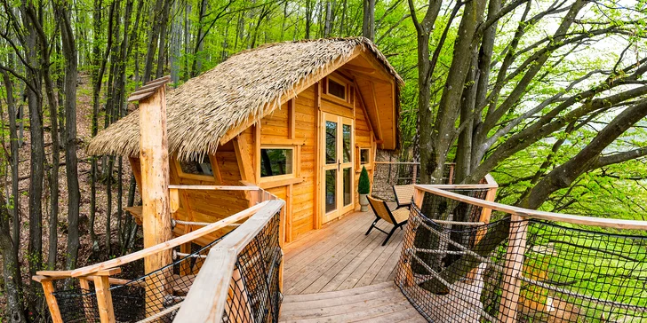 Treehouse u Muráňské planiny pro dva i rodinu: parkování zdarma i welcome drink