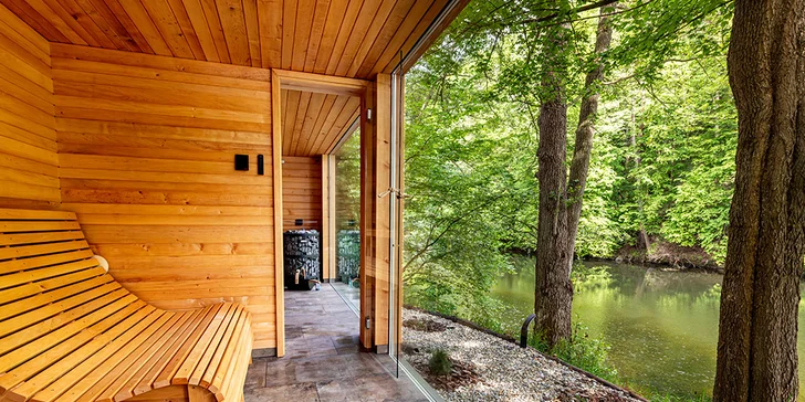 Nádherná privátní sauna s možností ochlazení v řece: 90 nebo 120 min.
