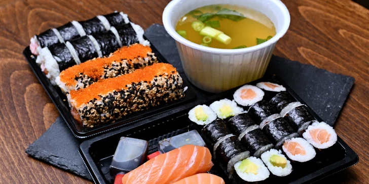 Pochutnejte si na sushi doma i v práci: výběr ze 6 setů s sebou, losos i avokádo