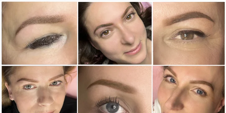 Přirozený permanentní make-up obočí pudrovou metodou nebo rtů