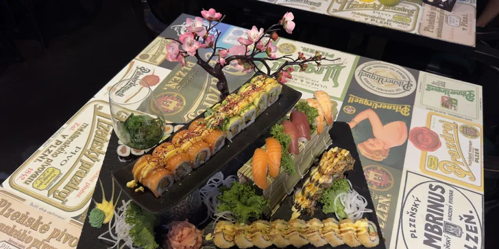 Pestré sushi sety v centru Ostravy: 30 nebo 66 ks, losos, tempura, avokádo, tuňák aj.