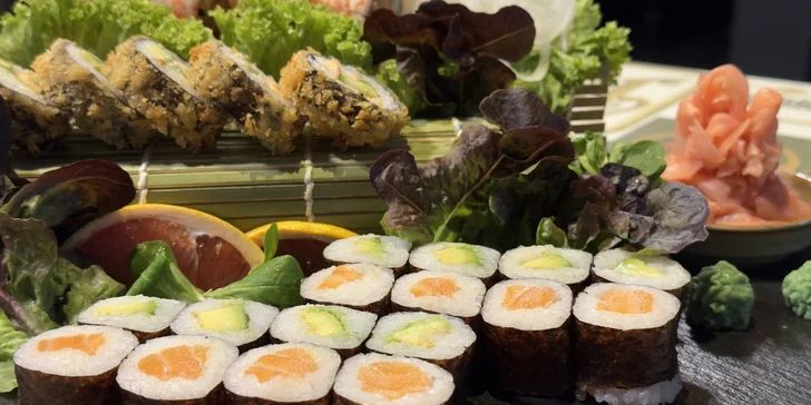 Pestré sushi sety v centru Ostravy: 30 nebo 66 ks, losos, tempura, avokádo, tuňák aj.