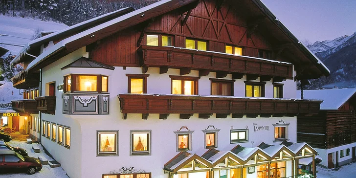 Zimní pobyt v tyrolských Alpách: polopenze, neomezený wellness, skiareál 3 km od hotelu