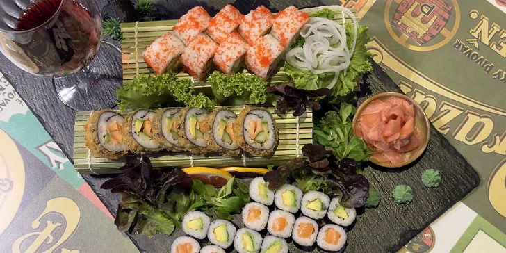 Pestré sushi sety v centru Ostravy: 30 nebo 66 ks, losos, tempura, avokádo, tuňák aj.