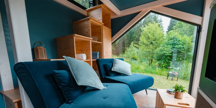 Tiny House Česílko: skvělá poloha blízko Lipna, vlastní sauna i terasa s výhledem