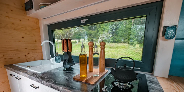 Tiny House Česílko: skvělá poloha blízko Lipna, vlastní sauna i terasa s výhledem