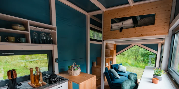 Tiny House Česílko: skvělá poloha blízko Lipna, vlastní sauna i terasa s výhledem