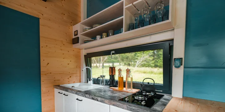 Tiny House Česílko: skvělá poloha blízko Lipna, vlastní sauna i terasa s výhledem