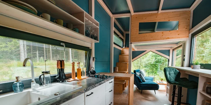 Tiny House Česílko: skvělá poloha blízko Lipna, vlastní sauna i terasa s výhledem