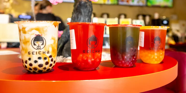 Geicha bubble tea v Ostravě: mléčný nebo ovocný čaj s tapiokou, želé či bobou dle výběru
