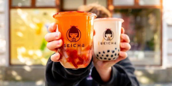 Geicha bubble tea v Ostravě: mléčný nebo ovocný čaj s tapiokou, želé či bobou dle výběru