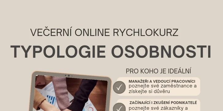 Večerní rozvojové online kurzy: typologie osobnosti nebo marketing pro začínající podnikatele