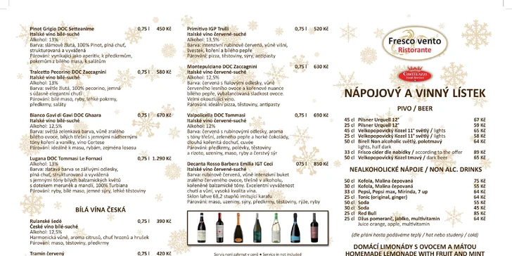 1 000 či 2 000 Kč na cokoliv v italské restauraci Fresco Vento