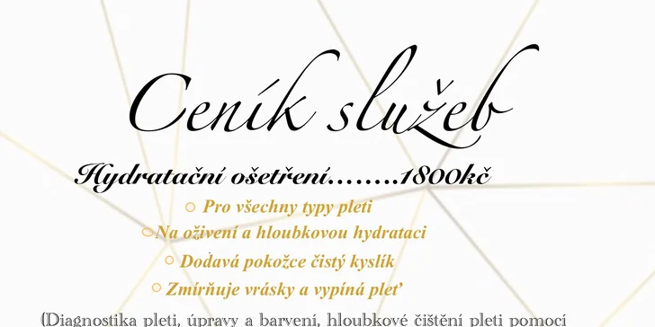 Kosmetické ošetření dle výběru: liftingové, hydratační i mikrojehličkování