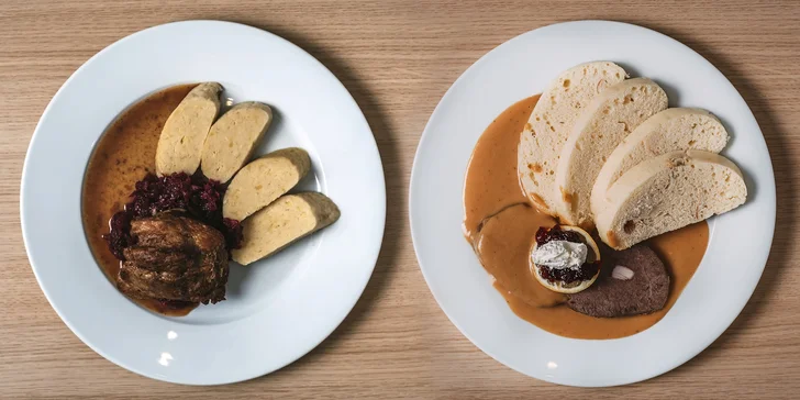Tříchodové menu s kachnou nebo svíčkovou a domácím ledovým čajem pro dva
