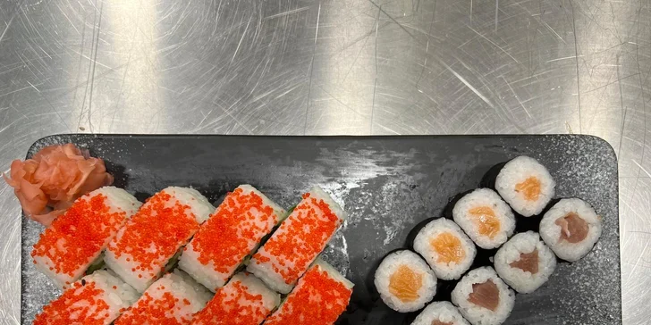 Sushi sety v pražském obchodním centru: 16 až 68 kousků maki, sashimi i nigiri
