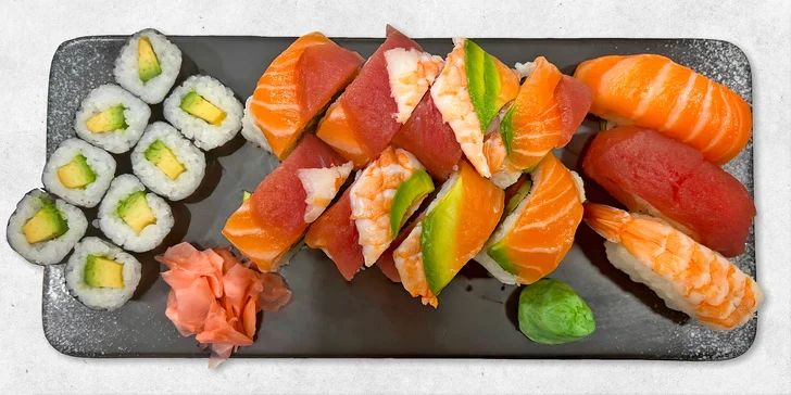 Sushi sety v pražském obchodním centru: 16 až 68 kousků maki, sashimi i nigiri