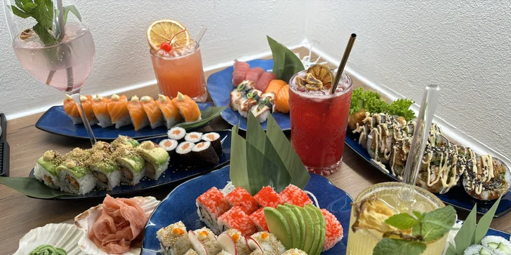 Sushi sety s 21 až 60 ks i signature koktejly: klasika či omakase vyjadřující důvěru k sushi masterovi