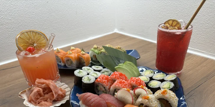 Sushi sety s 21 až 60 ks i signature koktejly: klasika či omakase vyjadřující důvěru k sushi masterovi