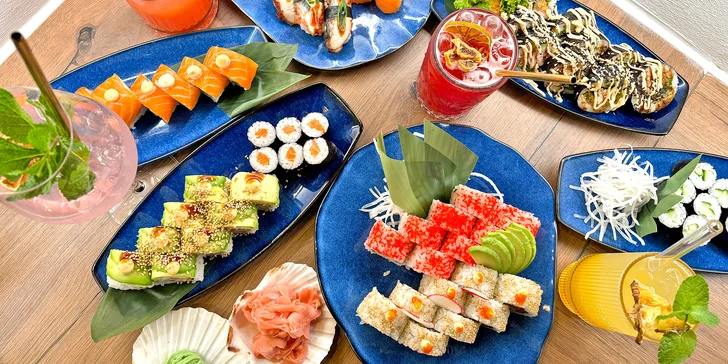 Sushi sety s 21 až 60 ks i signature koktejly: klasika či omakase vyjadřující důvěru k sushi masterovi