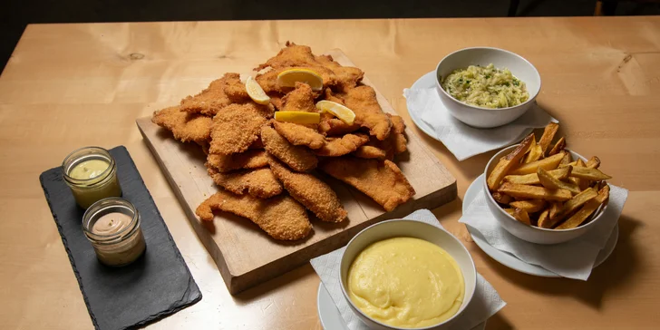 Mix řízků s přílohami pro 2 nebo 4 osoby: restaurace v areálu Landek parku