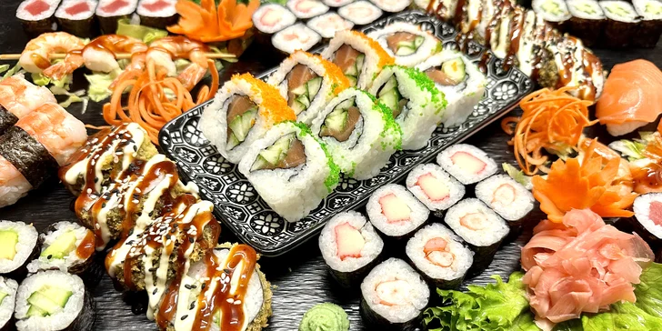 Sushi sety s 40, 52 nebo 74 kousky maki, nigiri i grilovaných rolek
