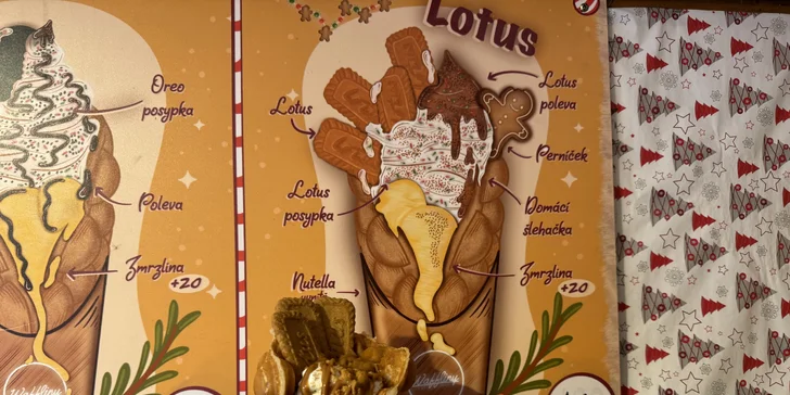 Sladké bublinkové vafle s náplní dle výběru: Bueno, Oreo, Lotus či choconut
