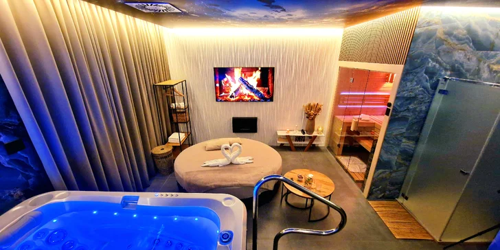 Nové privátní wellness v Hloubětíně: vířivá vana, finská sauna, dvě relaxační zóny na výběr a drink