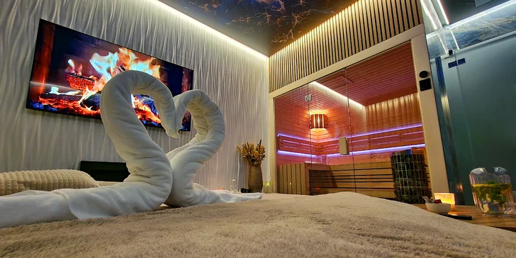 Nové privátní wellness v Hloubětíně: vířivá vana, finská sauna, dvě relaxační zóny na výběr a drink