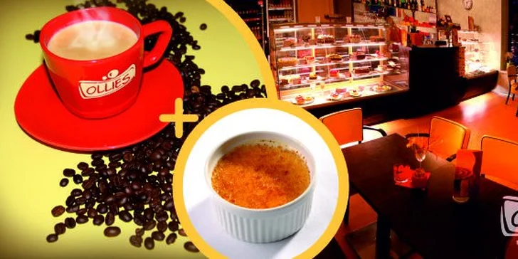 99 Kč za dvě vynikající kávy a dva dezerty Crème brûlée v útulné cukrárně Ollies. Výstavní cukrárna ve Výstavní ulici a sleva 44%.