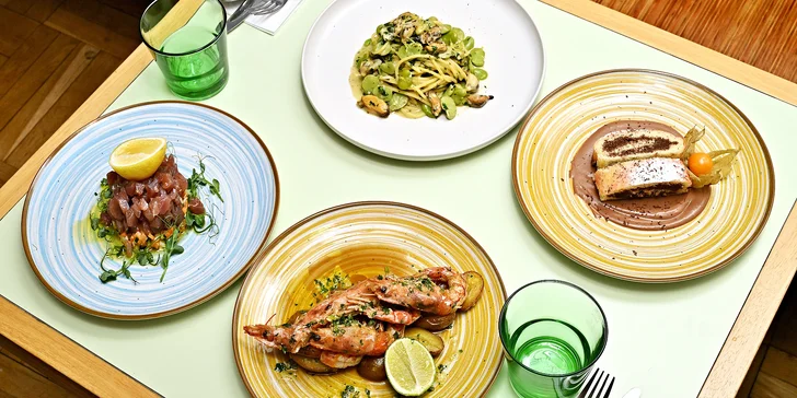 Degustační menu v italské restauraci v centru Prahy: s masem nebo mořskými plody