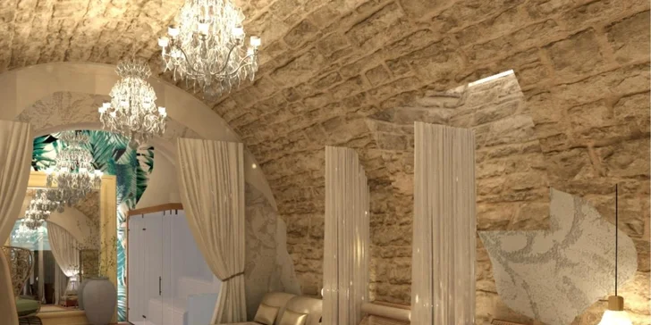 Bylinná koupel, sauna, wellness i čtyřchodová večeře s vínem pro 2 osoby