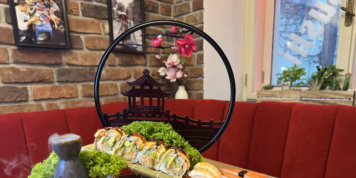 Sushi sety s tuňákem, avokádem i kaviárem či úhořem a krabem: 16–73 ks