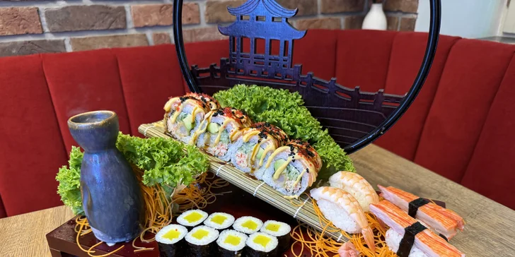 Sushi sety s tuňákem, avokádem i kaviárem či úhořem a krabem: 16–73 ks