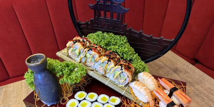 Sushi sety s tuňákem, avokádem i kaviárem či úhořem a krabem: 16–73 ks