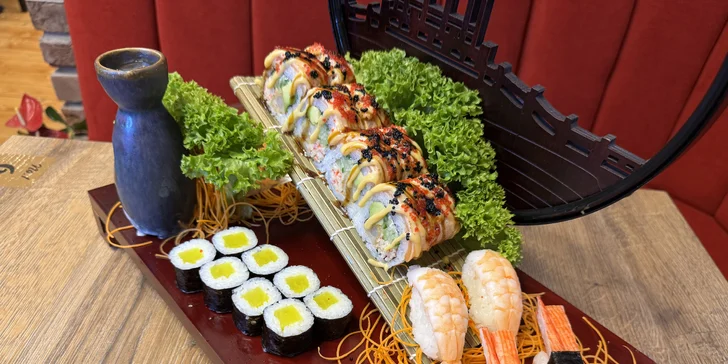 Sushi sety s tuňákem, avokádem i kaviárem či úhořem a krabem: 16–73 ks