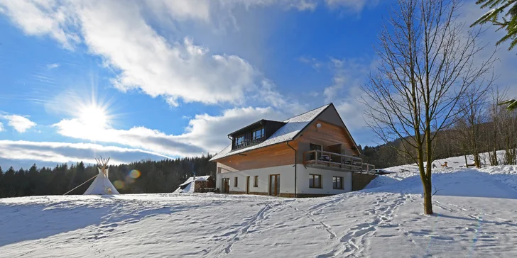 Apartmán na Dolní Moravě až pro 4 osoby: chata uprostřed přírody, hřiště, wellness a atrakce v okolí