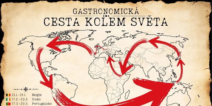 Vouchery na gastronomickou cestu kolem světa v hodnotě 500 až 2000 Kč