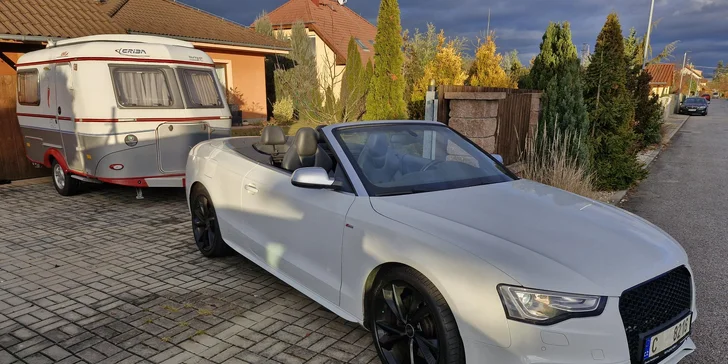 Zapůjčení cabrioletu Audi A5 i s mini karavanem: 12 či 24 hod. nebo víkend