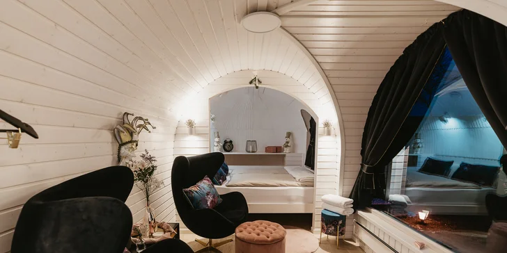 Designové iglú u Plumlovské přehrady: privátní vířivka, sauna a masážní křeslo